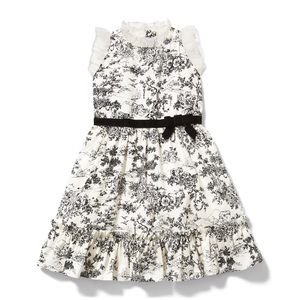 Janie & Jack Black white floral toile dress size 4